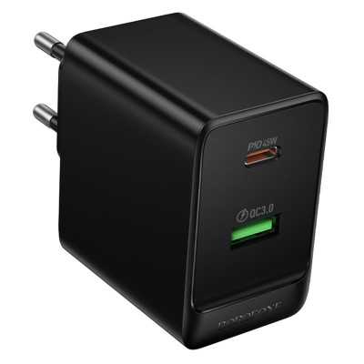 МЗП Borofone BAS16A Erudite PD45W+QC3.0 (1USB-A/1C) Black МЗП Borofone BAS16A Erudite PD45W+QC3.0 (1USB-A/1C) Black