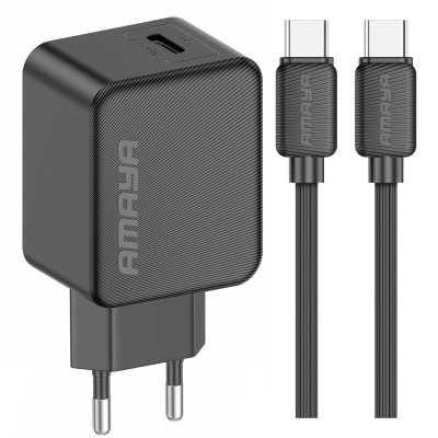 МЗП Amaya E112CC PD25W (1USB-C) + кабель Type-C to Type-C Black