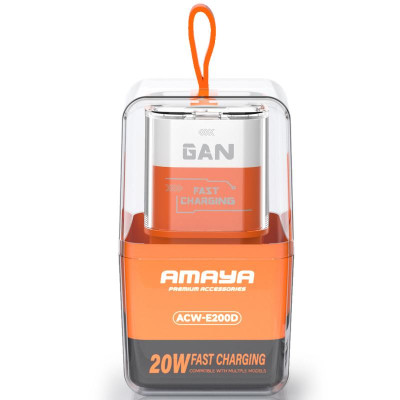 МЗП Amaya E200D PD20W+QC3.0 (1USB-A/1C) Orange