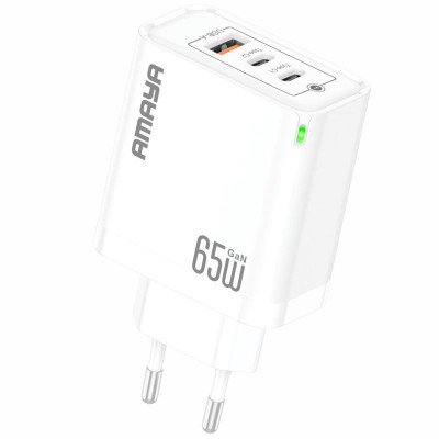МЗП Amaya E102T PD65W+QC3.0 GaN (1USB-A/2C) White