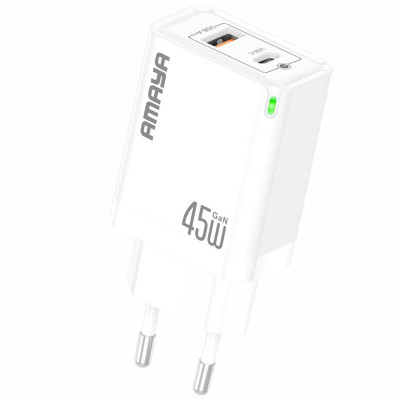 МЗП Amaya E45D PD45W+QC3.0 GaN (1USB-A/1C) White
