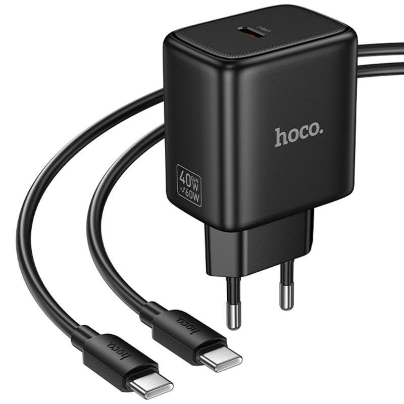 МЗП Hoco N83 Profit PD40W (1USB-C) + кабель Type-C to Type-C Black