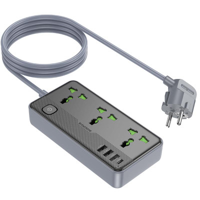 Подовжувач Borofone BAC2 Leya (3USB-A/1C/3xSocket) (1.5m) Black