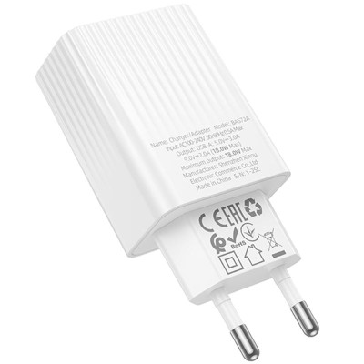 МЗП Borofone BAS72A Source QC3.0 (1USB-A) White МЗП Borofone BAS72A Source QC3.0 (1USB-A) White