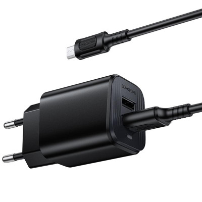 МЗП Borofone BAS81A Star 10.5W (2USB-A) + кабель USB to MicroUSB Black МЗП Borofone BAS81A Star 10.5W (2USB-A) + кабель USB to MicroUSB Black