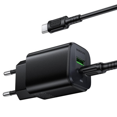 МЗП Borofone BAS83A Star PD20W+QC3.0 (1USB-A/1C) + кабель Type-C to Type-C Black