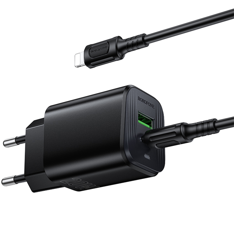 МЗП Borofone BAS83A Star PD20W+QC3.0 (1USB-A/1C) + кабель Type-C to Lightning Black
