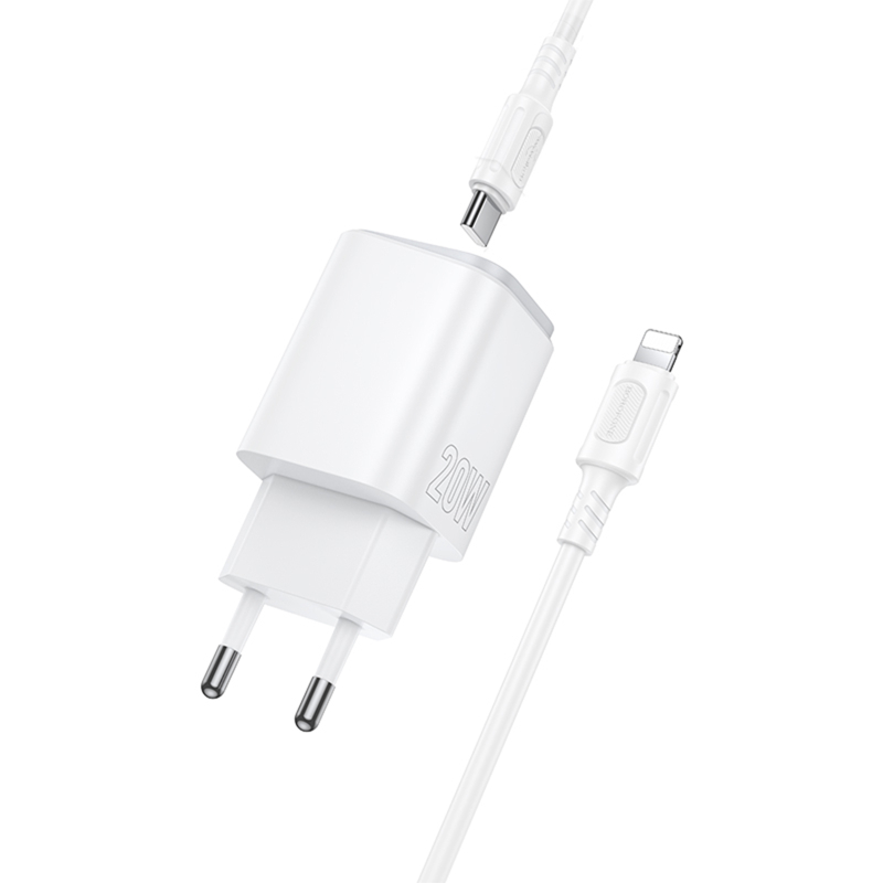 МЗП Borofone BAS83A Star PD20W+QC3.0 (1USB-A/1C) + кабель Type-C to Lightning White