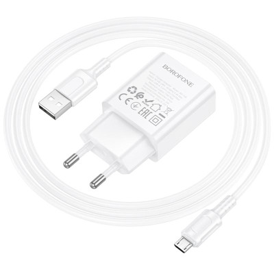 МЗП Borofone BA110A Lemi 7.5W (1USB-A) + кабель USB to MicroUSB White