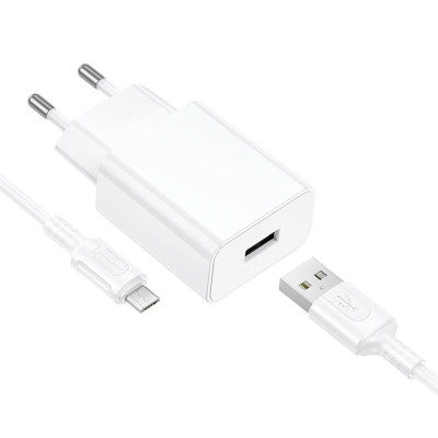 МЗП Borofone BA110A Lemi 7.5W (1USB-A) + кабель USB to MicroUSB White