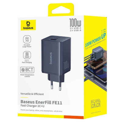 МЗП Baseus EnerFill FE11 Fast Charger 100W (1USB-A/2C) (P101821) Cosmic Black МЗП Baseus EnerFill FE11 Fast Charger 100W (1USB-A/2C) (P101821) Cosmic Black