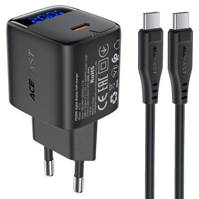 МЗП Acefast A113 PD20W GaN (1USB-C) + кабель Type-C to Type-C Black