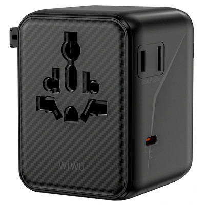 Мережевий універсальний перехідник WIWU UA010 Warrior GaN 45W + 2USB-A/3C Black Мережевий універсальний перехідник WIWU UA010 Warrior GaN 45W + 2USB-A/3C Black