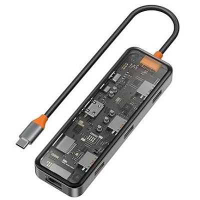 Перехідник HUB WIWU Cyber hub CB008 8 in 1 Grey