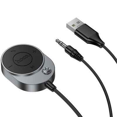 Bluetooth аудіо ресивер Hoco E150 Path (AUX 3.5mm+USB-A) Metal gray