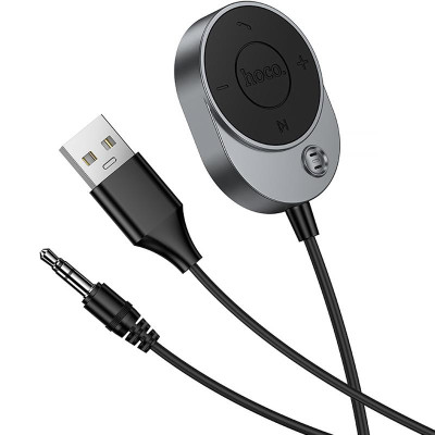 Bluetooth аудіо ресивер Hoco E150 Path (AUX 3.5mm+USB-A) Metal gray