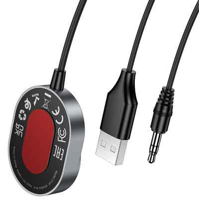 Bluetooth аудіо ресивер Hoco E150 Path (AUX 3.5mm+USB-A) Metal gray