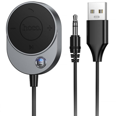 Bluetooth аудіо ресивер Hoco E150 Path (AUX 3.5mm+USB-A) Metal gray