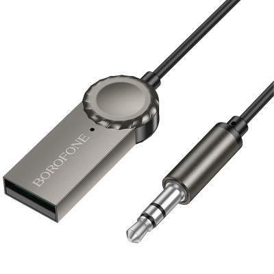 Bluetooth аудіо ресивер Borofone BC56 Peaceful (AUX 3.5mm+USB-A) Metal gray