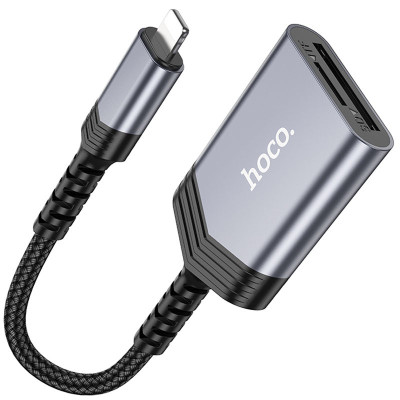 Картридер Hoco UA25 2in1 Lightning Metal gray Картридер Hoco UA25 2in1 Lightning Metal gray