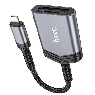 Картридер Hoco UA25 2in1 Lightning Metal gray Картридер Hoco UA25 2in1 Lightning Metal gray