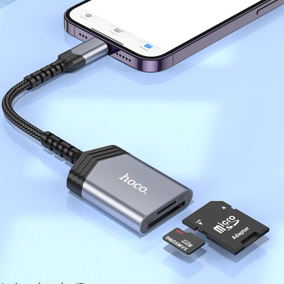 Картридер Hoco UA25 2in1 Lightning Metal gray Картридер Hoco UA25 2in1 Lightning Metal gray