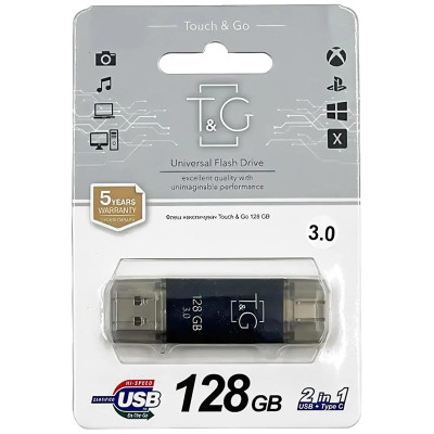 Флеш-накопичувач T&G 009 Star Series 2in1 USB 3.0 (USB-A/C) — 128GB Чорний Флеш-накопичувач T&G 009 Star Series 2in1 USB 3.0 (USB-A/C) — 128GB Чорний