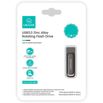 Флеш-накопичувач Usams US-ZB334 USB 3.0 Zinc Alloy Rotating – 256GB Tarnish