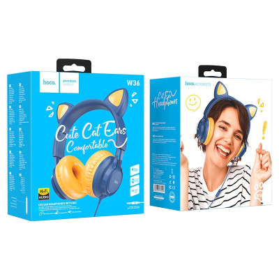 Накладні навушники Hoco W36 Cat ear (3.5mm/1.2m) Midnight Blue Накладні навушники Hoco W36 Cat ear (3.5mm/1.2m) Midnight Blue