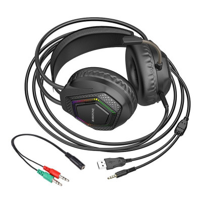 Накладні навушники Borofone BO105 Thunder 3.5mm+USB Black Накладні навушники Borofone BO105 Thunder 3.5mm+USB Black