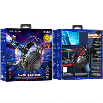 Накладні навушники Borofone BO105 Thunder 3.5mm+USB Black Накладні навушники Borofone BO105 Thunder 3.5mm+USB Black
