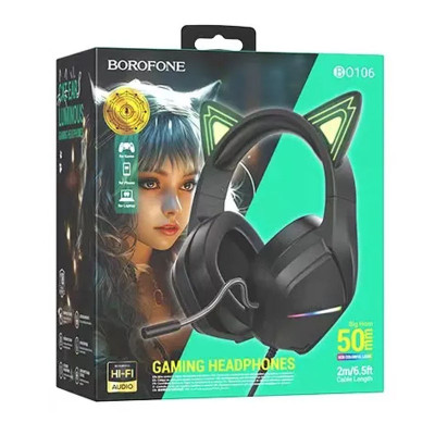 Накладні навушники Borofone BO106 Cute cat (USB+3.5mm/2m) Elf Cat Накладні навушники Borofone BO106 Cute cat (USB+3.5mm/2m) Elf Cat