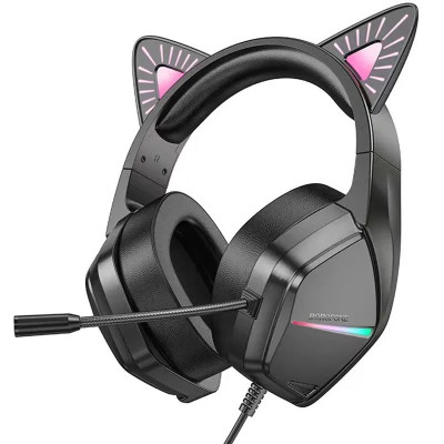 Накладні навушники Borofone BO106 Cute cat (USB+3.5mm/2m) Phantom Cat