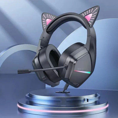 Накладні навушники Borofone BO106 Cute cat (USB+3.5mm/2m) Phantom Cat