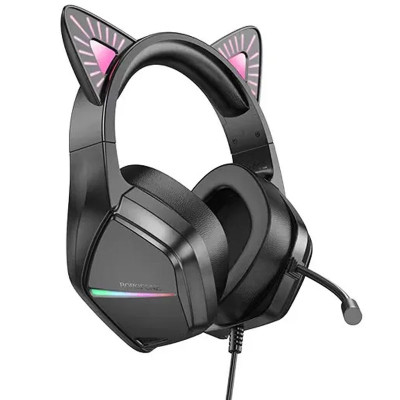 Накладні навушники Borofone BO106 Cute cat (USB+3.5mm/2m) Phantom Cat