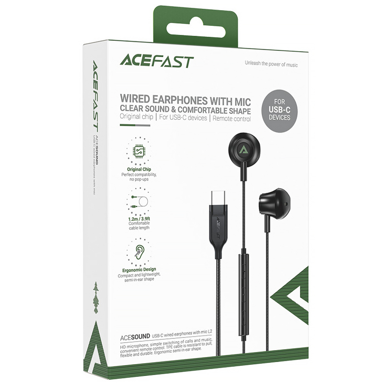 Навушники Acefast L2 (Type-C/1.2m) Black