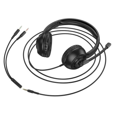 Накладні навушники Hoco W112 Pures (3.5mm/1.8m) Black