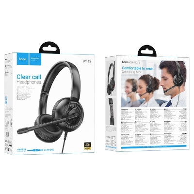 Накладні навушники Hoco W112 Pures (3.5mm/1.8m) Black