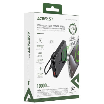 Портативний ЗП Power Bank Acefast M31 PD22.5W з БЗП with cable 10000 mAh Black Портативний ЗП Power Bank Acefast M31 PD22.5W з БЗП with cable 10000 mAh Black