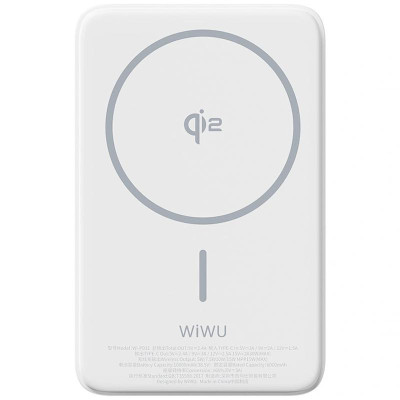 Портативний ЗП Power Bank WIWU Wi-P031 Magnetic з БЗП Qi2 30W 10000 mAh White