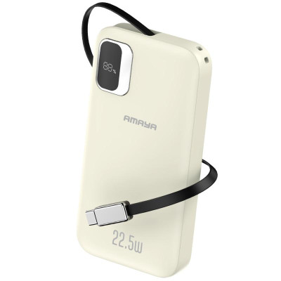 Портативний ЗП Power Bank Amaya F131 22.5W with display and cable 10000 mAh Biege