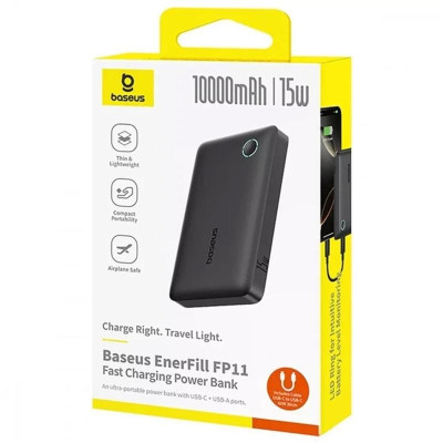 Портативний ЗП Power Bank Baseus EnerFill FP11 15W 10000 mAh (P1008210C123) Cosmic Black Портативний ЗП Power Bank Baseus EnerFill FP11 15W 10000 mAh (P1008210C123) Cosmic Black