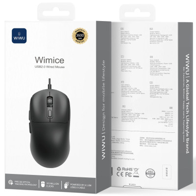 Миша дротова WIWU WM111 Wired Mouse Black Миша дротова WIWU WM111 Wired Mouse Black