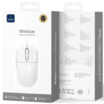 Миша дротова WIWU WM111 Wired Mouse White Миша дротова WIWU WM111 Wired Mouse White