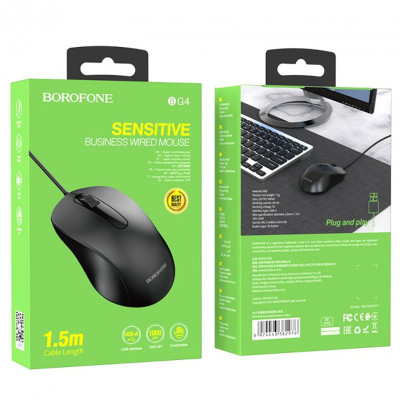 Миша дротова Borofone BG4 Business Чорний