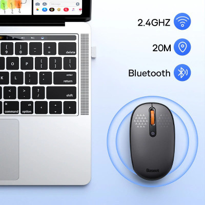 Миша бездротова Baseus F01B Tri-Mode Bluetooth + 2.4G (B01055503833) Gray Миша бездротова Baseus F01B Tri-Mode Bluetooth + 2.4G (B01055503833) Gray