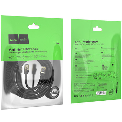 Дата кабель Hoco US02 Level pure copper gigabit ethernet (5m) Black Дата кабель Hoco US02 Level pure copper gigabit ethernet (5m) Black