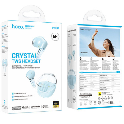 Бездротові TWS навушники Hoco EW202 Magic Blue Бездротові TWS навушники Hoco EW202 Magic Blue