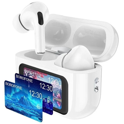 Бездротові TWS навушники Borofone BW76 Brocade with Touch Screen and ANC White