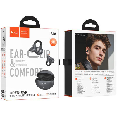 Бездротові TWS навушники Hoco EA8 Warm clip-on (App) Metal gray